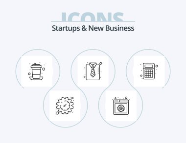 Startups And New Business Line Icon Pack 5 Icon Design. modern. business. cash. star. badge