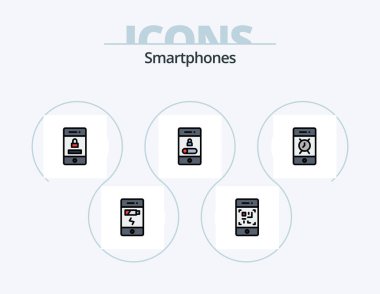 Smartphones Line Filled Icon Pack 5 Icon Design. access. message. message. junk. speaker