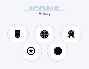 Military Glyph Icon Pack 5 Icon Design. military. bulls eye. soldier. stripe. one
