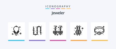 Jewellery Line 5 Icon Pack Including jewel. bracelet. luxury. research. diamond. Creative Icons Design