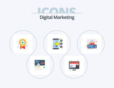 Digital Marketing Flat Icon Pack 5 Icon Design. data. contact. award. teamwork. connection