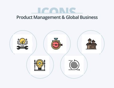 Product Managment And Global Business Line Filled Icon Pack 5 Icon Design. power. engineering. distribution. energy. product