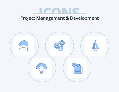 Project Management And Development Blue Icon Pack 5 Icon Design. business. focus. featured. success. career