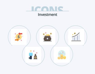 Investment Flat Icon Pack 5 Icon Design. graph. saving. chargeback. save. investment