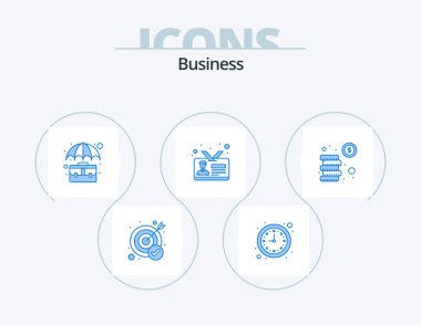 Business Blue Icon Pack 5 Icon Design. employee card. id. bag. card. office