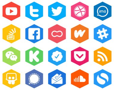 Hexagon Flat Color White Icon Collection mothers. fb and overflow 20 Innovative Icons