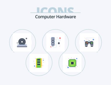 Computer Hardware Flat Icon Pack 5 Icon Design. game pad. power supply. disc. power. electronics