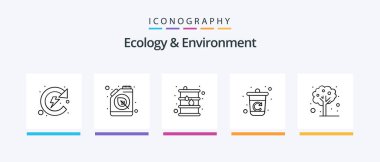 Ecology And Environment Line 5 Icon Pack Including green. science. education. research. green. Creative Icons Design