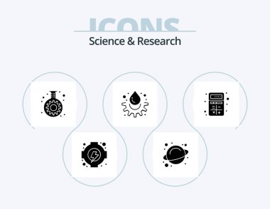 Science Glyph Icon Pack 5 Icon Design. calculator. app. gear. add. drop
