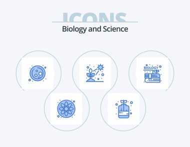 Biology Blue Icon Pack 5 Icon Design. content. grow. molecule. plant. direct