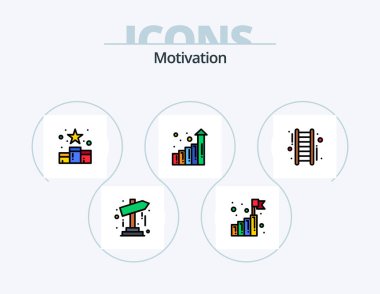 Motivation Line Filled Icon Pack 5 Icon Design. grow. medal. award. first position. award