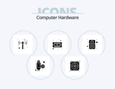 Computer Hardware Glyph Icon Pack 5 Icon Design. . sound. wireless. hardware. hardware