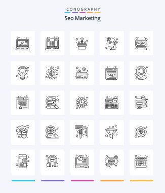 Creative Seo Marketing 25 OutLine icon pack  Such As banking. idea. ticket. business. brain