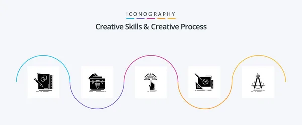 Creative Skills Creative Process Glyph Icon Pack Including Creative Logo — Stok Vektör