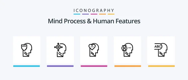 Mind Process Human Features Line Icon Pack Including Lock Diamond — Stock vektor