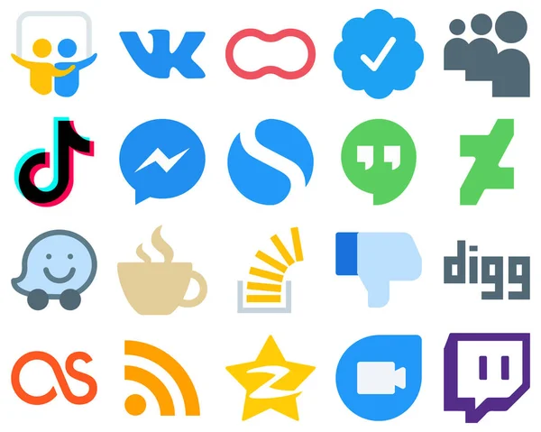 Flat Social Media Icons Simplistic Deviantart Simple Douyin Messenger Icons — Stock Vector