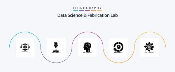Data Science Fabrication Lab Glyph Icon Pack Including Business Analysis — Vetor de Stock