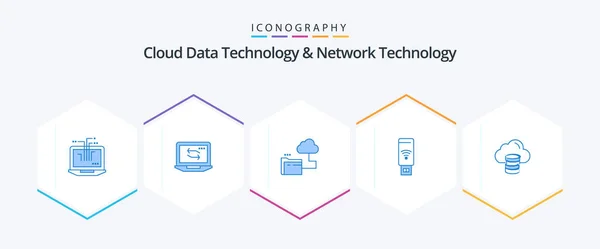Cloud Data Technology Network Technology Blue Icon Pack Including Dollar — Vettoriale Stock
