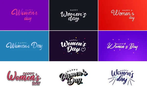 International Women Day Greeting Card Template Floral Design Hand Lettering — Stockvektor