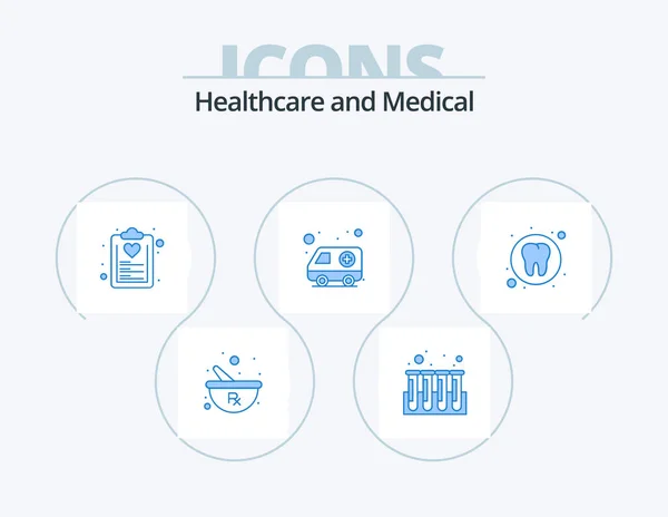 Medical Blue Icon Pack Icon Design Стоматолог Больницу Проверка Списка — стоковый вектор