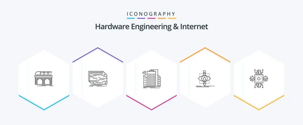 Hardware Engineering Internet Line Icon Pack Including Pollution Ecology Electronic — Stockvektor