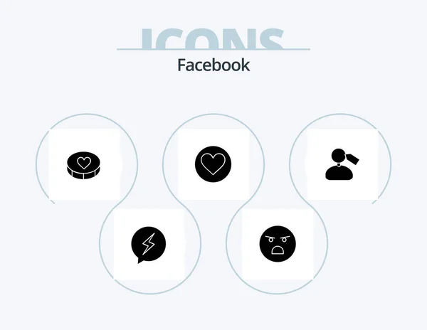 Facebook Glyph Icon Pack Icon Design Mark Cack Favorite Favorite — Vetor de Stock