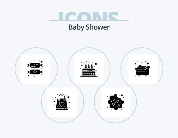 Baby Shower Glyph Icon Pack Icon Design Kid Child Food — Stock vektor