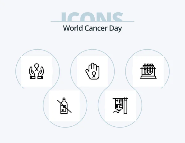 World Cancer Day Line Icon Pack Icon Design Heart Love — Vector de stock