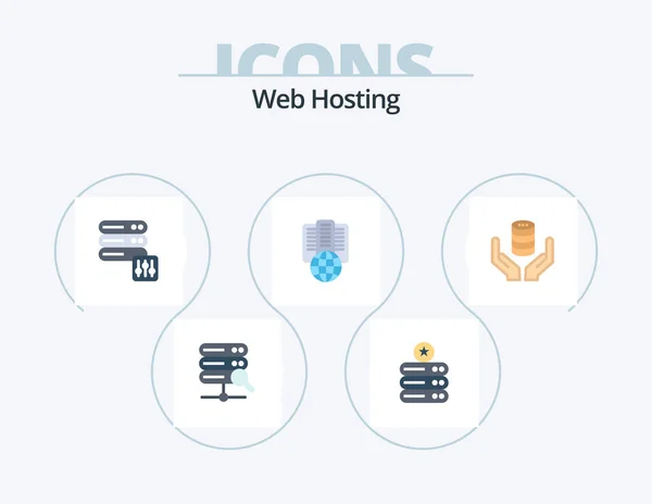 Web Hosting Flat Icon Pack Icon Design Secure Hand Security — Wektor stockowy