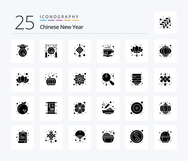 Chinese New Year Solid Glyph Icon Pack Including New Chinese — Vetor de Stock