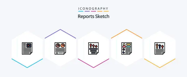 Reports Sketch Filledline Icon Pack Including Document Analytics Paper Report — Stockvektor