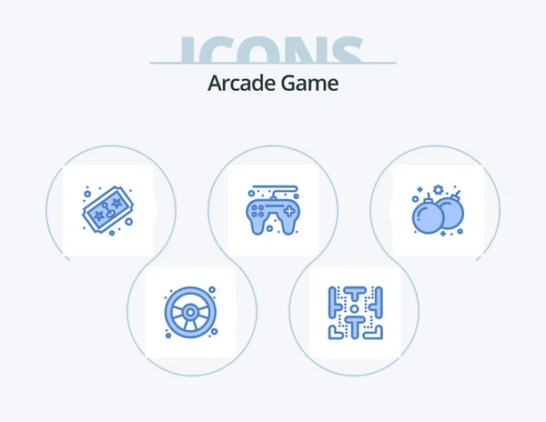 Arcade Blue Icon Pack Icon Design Game Bomb Ticket Play — Stock vektor