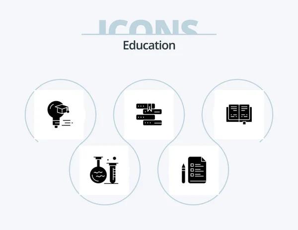 Education Glyph Icon Pack Icon Design Education Study Bulb Library — Image vectorielle