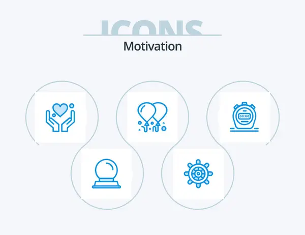 Motivation Blue Icon Pack Icon Design Watch Love Stopwatch Motivation — Image vectorielle