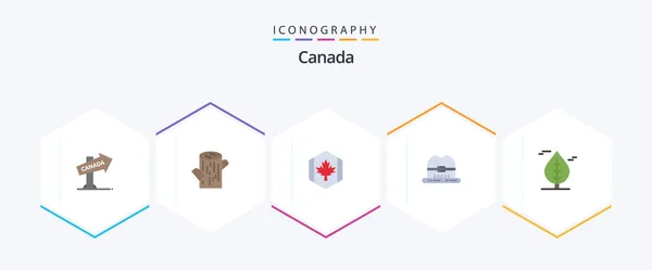 Canada Flat Icon Pack Including Plant Leaf Autumn Canada Cap — Vetor de Stock