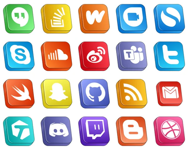 High Quality Isometric Social Media Icons Sina Simple Weibo Sound — Stockvector