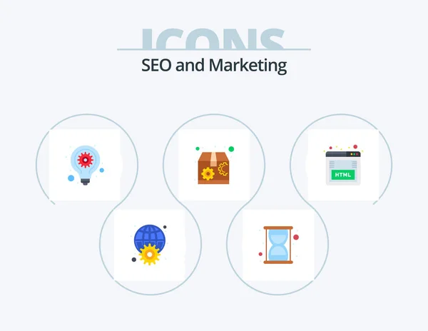 Seo Flat Icon Pack Icon Design Seo Coding Bulb Seo — Wektor stockowy