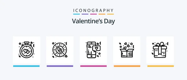 Valentines Day Line Icon Pack Including Cupid Watch Church Time — Stock vektor