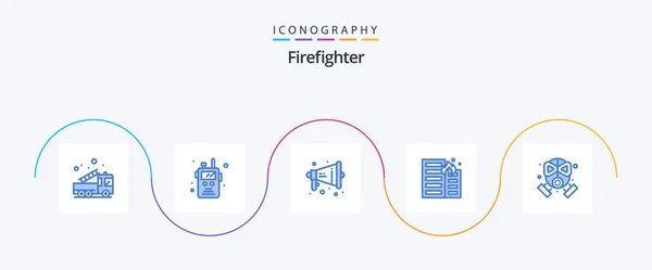 Firefighter Blue Icon Pack Including Risk Flame Fire Fire Warning — Stockvektor