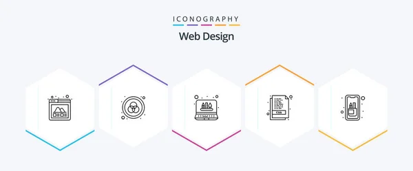 Web Design Line Icon Pack Including Edit Tools Mobile Graphic — Image vectorielle