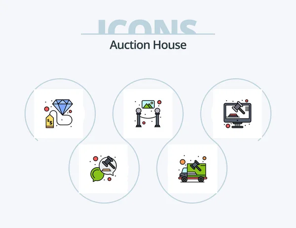 Auction Line Filled Icon Pack Icon Design Rules Global Laws — Stock vektor