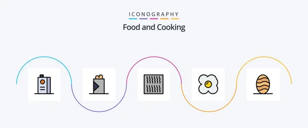 Food Line Filled Flat Icon Pack Including Bread Food Baking — Stok Vektör