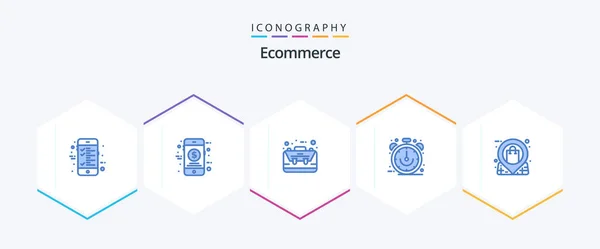 Ecommerce Blue Icon Pack Including Location Sale Briefcase Limited Clock — Stockový vektor