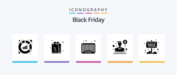 Black Friday Glyph Icon Pack Including Banner Sales Sale Person — Stockvektor