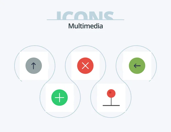 Multimedia Flat Icon Pack Icon Design Back Media Player Arrow — Διανυσματικό Αρχείο