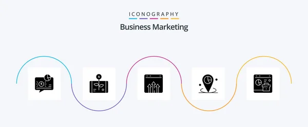 Business Marketing Glyph Icon Pack Including Location Data Report Report — Archivo Imágenes Vectoriales