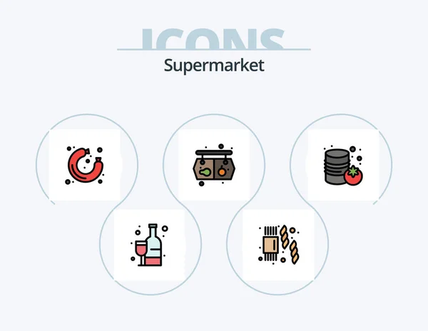 Supermarket Line Filled Icon Pack Icon Design Supermarket Supermarket Shopping — Stock Vector
