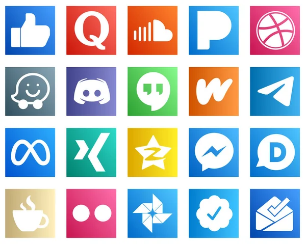High Resolution Social Media Icons Telegram Wattpad Dribbble Google Hangouts — Stok Vektör