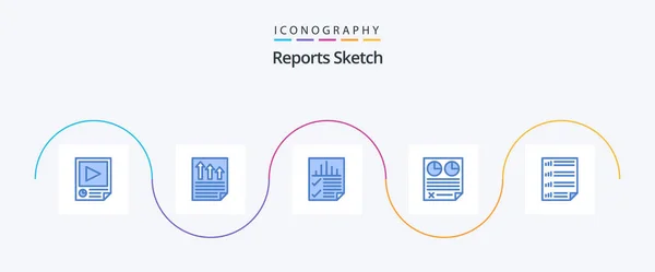 Reports Sketch Blue Icon Pack Including Page Contract Page Seo — Stockvektor