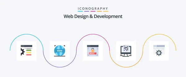 Web Design Development Flat Icon Pack Including Setting Design Security — Vettoriale Stock
